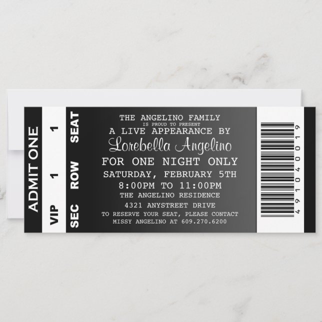 Invitation d'anniversaire pour les billets VIP (no (Devant)