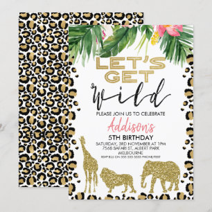 Invitation d'anniversaire pour les filles Safari