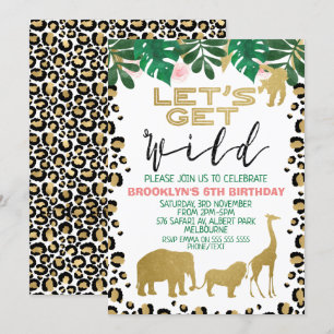 Invitation d'anniversaire pour les filles Safari