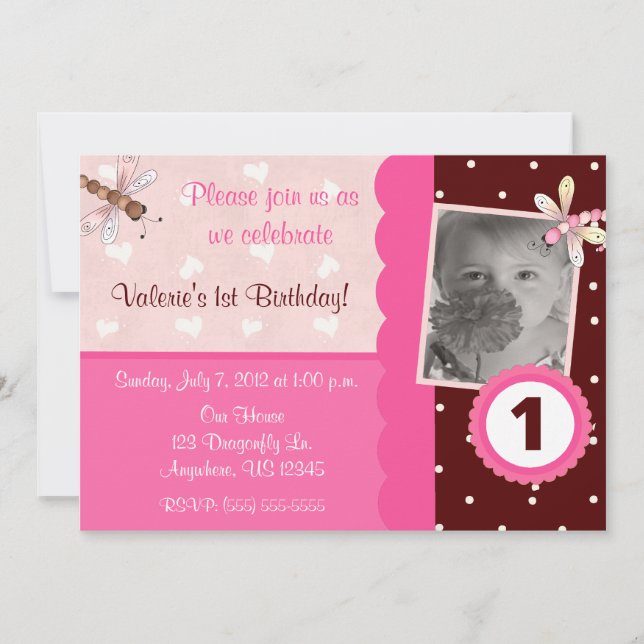 Invitation d'anniversaire pour les jeunes filles r (Devant)
