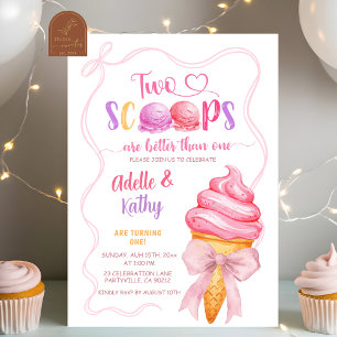 Invitation d'anniversaire pour les jumeaux Coquett