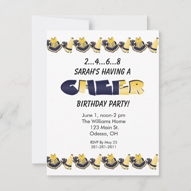 Invitation d'anniversaire pour les Pom-pom girl ja (Devant)
