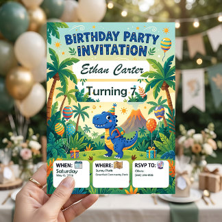 Invitation d'anniversaire pour l'île aux dinosaure