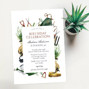 Invitation d'anniversaire pour outils de jardinage
