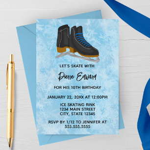 Invitation d'anniversaire pour patins à glace d'hi