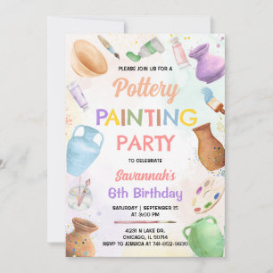 Invitation d'anniversaire pour peinture sur poteri