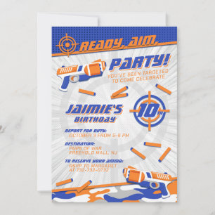 Invitation d'anniversaire pour pistolet à fléchett