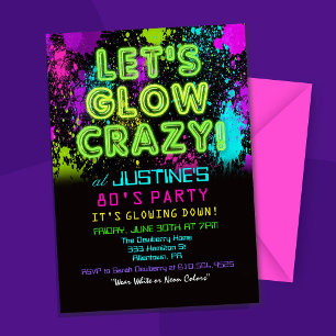 Invitation d'anniversaire pour soirée Glow Party E