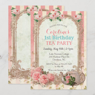Invitation d'anniversaire pour thé floral vintage