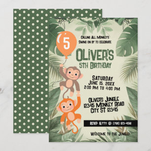 Invitation d'anniversaire pour tous les singes