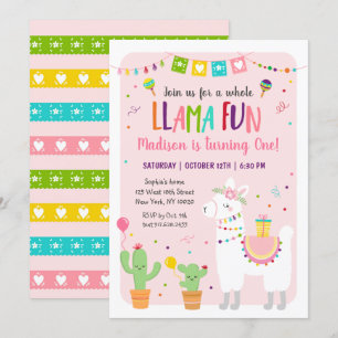 Invitation d'anniversaire pour toute la Llama Fun 