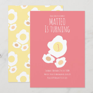 Invitation d'anniversaire pour trois ans avec un œ
