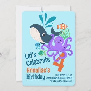 Invitation d'anniversaire pour un aquarium sous-ma