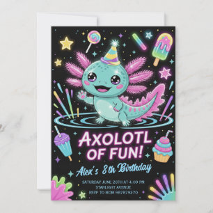 Invitation d'anniversaire pour un Axolotl mignon