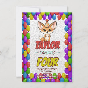 Invitation d'anniversaire pour un renard fennec mi