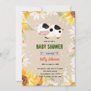 Invitation d'anniversaire pour une douche de vache