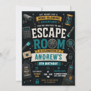Invitation d'anniversaire pour une Escape Room mys