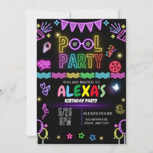 Invitation d'anniversaire pour une fête à la pisci