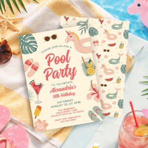 Invitation d'anniversaire pour une fête à la pisci