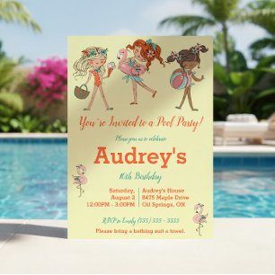 Invitation d'anniversaire pour une fête au bassin 