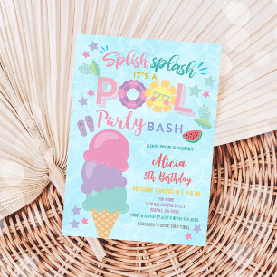 Invitation d'anniversaire pour une fête au bassin 