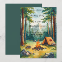Invitation d'anniversaire pour une fête de camping