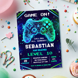 Invitation d'anniversaire pour une fête de joueur 