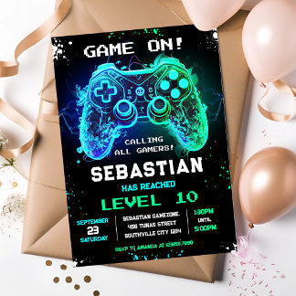 Invitation d'anniversaire pour une fête de joueur 