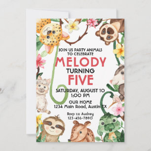 Invitation d'anniversaire pour une fête de jungle 