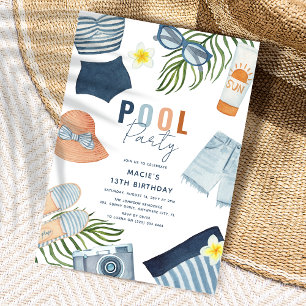 Invitation d'anniversaire pour une fête de piscine
