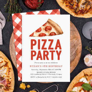 Invitation d'anniversaire pour une fête pizza à l'