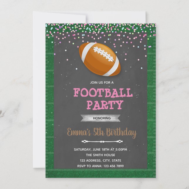 Invitation d'anniversaire pour une fille de fête a (Devant)