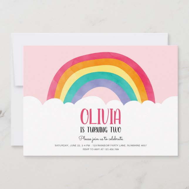 Invitation d'anniversaire pour une fille rose des  (Devant)