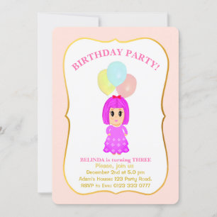 Invitation d'anniversaire pour une jolie fille de 
