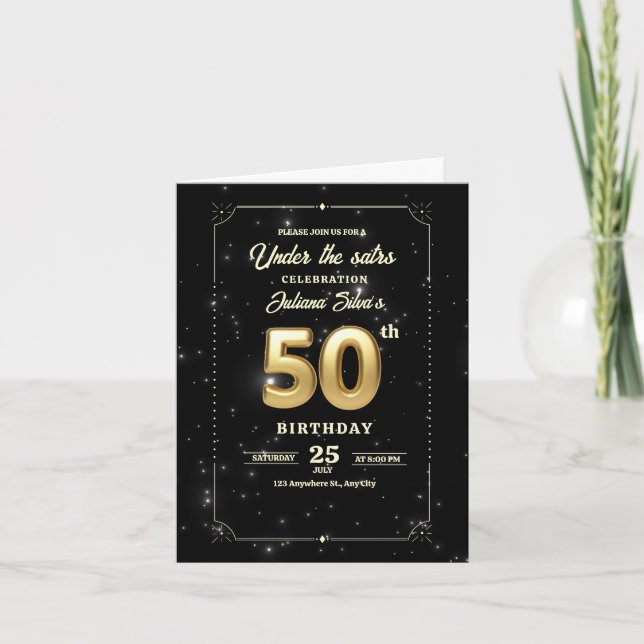 Invitation d'anniversaire pour une nuit étoilée, 5 (Devant)