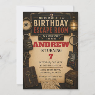 Invitation d'anniversaire pour une salle d'évasion