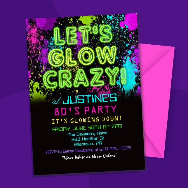 Invitation d'anniversaire pour une soirée Glow Par (Créateur téléchargé)