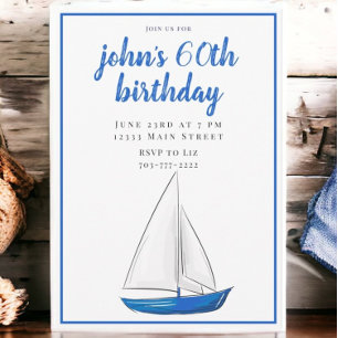 Invitation d'anniversaire préppy nautique voilier