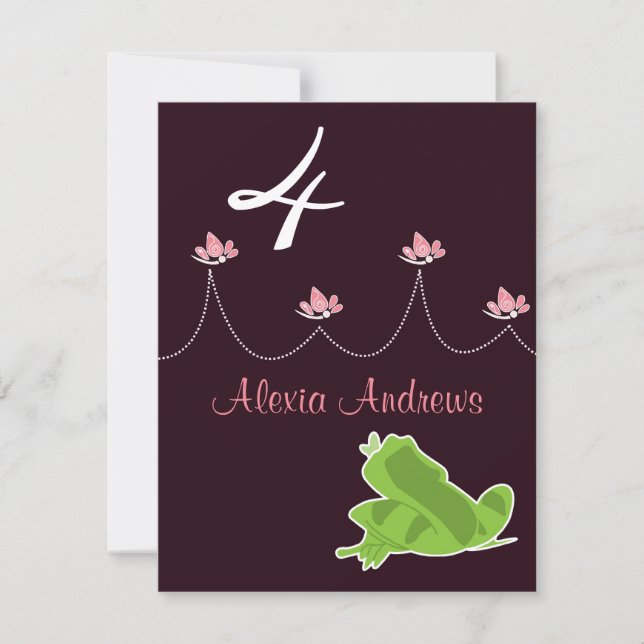 Invitation d'anniversaire - Princesse et grenouill (Devant)