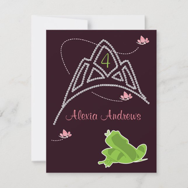 Invitation d'anniversaire - Princesse et grenouill (Devant)