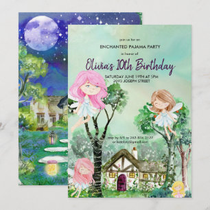 Invitation d'anniversaire pyjama Fée Soirée Pyjama