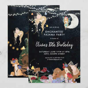 Invitation d'anniversaire pyjama Fée Soirée Pyjama