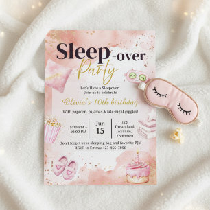 Invitation d'anniversaire Pyjama Party Rose 