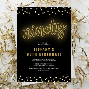 Invitation d'anniversaire quatre-vingt-dix ans néo
