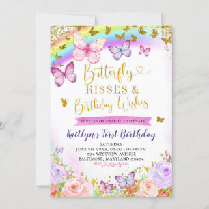 Invitation d'anniversaire Rainbow Pink et Purple B