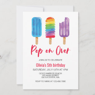 Invitation d'anniversaire Rainbow Pop on Over
