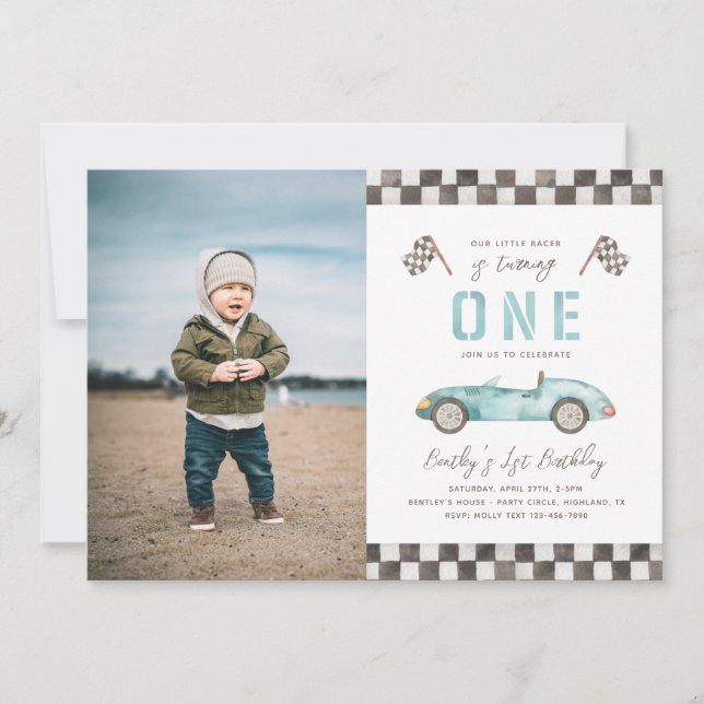 Invitation d'anniversaire rapide | Photo Racing (Devant)