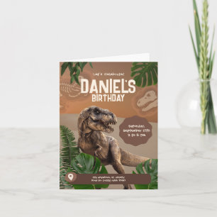 Invitation d'anniversaire réaliste et cool de dino