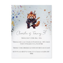 Invitation d'anniversaire Red Panda Rocker