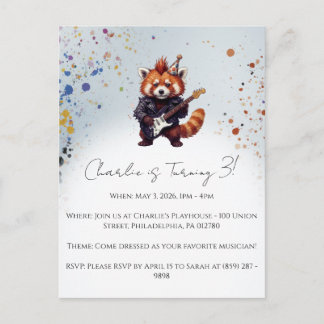 Invitation d'anniversaire Red Panda Rocker